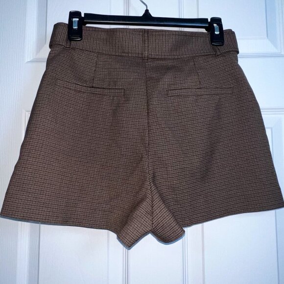 Zara Houndstooth Plaid Shorts Brown Size S - Picture 3 of 4